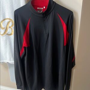 Adidas Black and Red Quarter-Zip Pullover